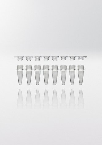 Nerbe Plus PCR microcentrifuge tube PP, 0,2ml, enclosed 8-capstrip flat & transparent (120 pcs)