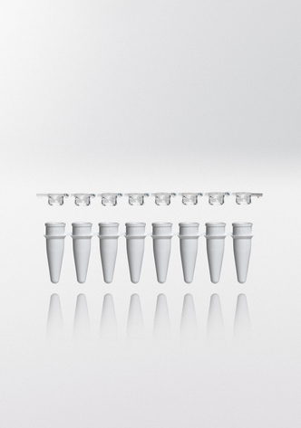 Nerbe Plus PCR microcentrifuge tube PP, 0,2ml, white, encl. 8-capstrip flat & transparent (1 sample)