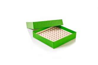 Box cardboard for 0.5ml cryo vials, incl. 10x10-insert, green (36 pcs)