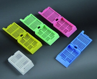 Histo cassettes in acetal resin, square grid, white (500 pcs per box)
