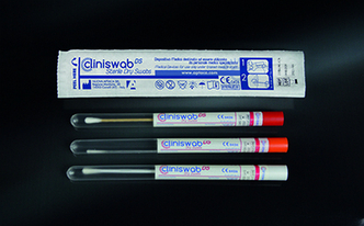 Swabs plastic stick, rayon tip in test tubes Ø12x150 mm, with label. Sterile. Inner box of 100 pcs