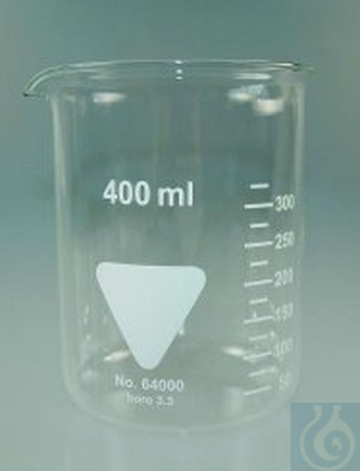 Beakers 400 ml, low form, boro 3.3 with division and spout (10  pcs)