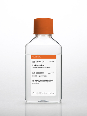 Corning® 500 mL L-Glutamine, 200 mM solution, 100x [+] 8.5 g/L NaCl