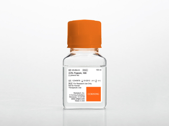Corning® 100 mL Trypsin 10x, 2.5% Trypsin in HBSS [-] calcium, magnesium, phenol red, Porcine Parvovirus Tested