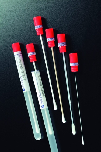 Sterile swab in round tube (Snappable PS + cotton)