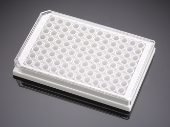 Falcon® 96-well White/Clear Flat Bottom TC-treated Microplate, with Lid, Sterile, 8/Pack, 32/Case