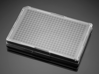 Falcon® 384-well Optilux Black/Clear Flat Bottom, TC-treated Microtest Microplate, with Lid, Sterile, 5/Pack, 50/Case