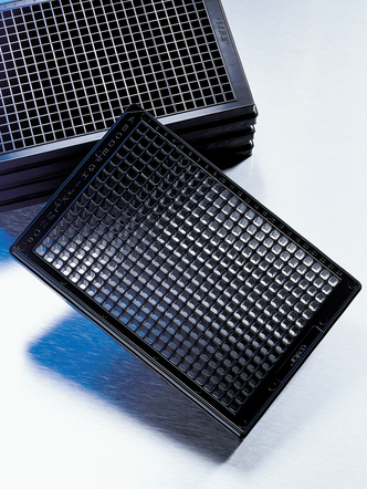 Corning® CellBIND® 384-well Flat Clear Bottom Black Polystyrene Microplates, Low Flange, with Lid, Sterile