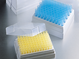 Corning® 1-200 µL Universal Fit Racked Pipet Tips, Yellow, Sterile, 10 Racks/Case, 960 Tips/Case
