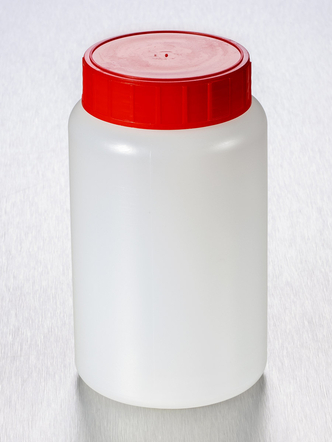 Corning® Gosselin™ Round HDPE Bottle, 500 mL, 58 mm Red Cap with Seal, Assembled, 140/Case