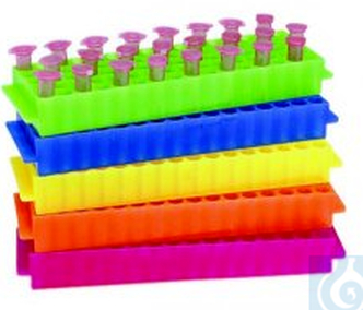 Microtube rack, assorted colours 80-well, PP, for 1.5/2.0 ml tubes (5 racks)