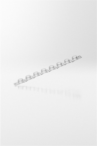 Nerbe Plus Cap strips for PCR microcentrifuge tubes 0,1 ml & 0,2 ml PP, flat, 8-strips, highly transparent (1250 pcs)