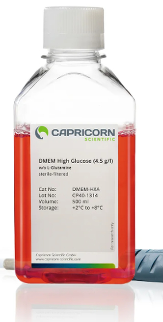 DMEM High Glucose (4.5 g/l), without L-Glutamine (500 ml)