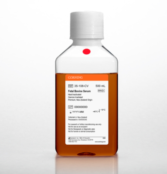 Corning® Fetal Bovine Serum, 500 mL, Premium, New Zealand Origin (Heat Inactivated & Gamma Irradiated)