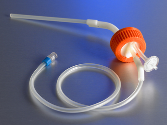 Disposable GL45 Aseptic Transfer Cap for 3L Plastic Spinner Flask, 1/8 Dip Tube, 0.2 µm Vent, Male Luer Lock, Sterile