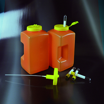 24 h urine container with screw cap and probe, amber, 3000 ml (30 pcs)