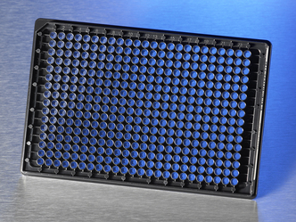 Corning® BioCoat™ Collagen I 384-well Black/Clear Flat Bottom High Content Imaging Microplate, with Lid, 10/Case