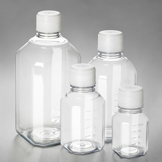 Corning® PET Bottle, 500 mL, Graduated, Validated Against IATA Standards Screw Cap, Sterile, Pre-Assembled, 24 pcs