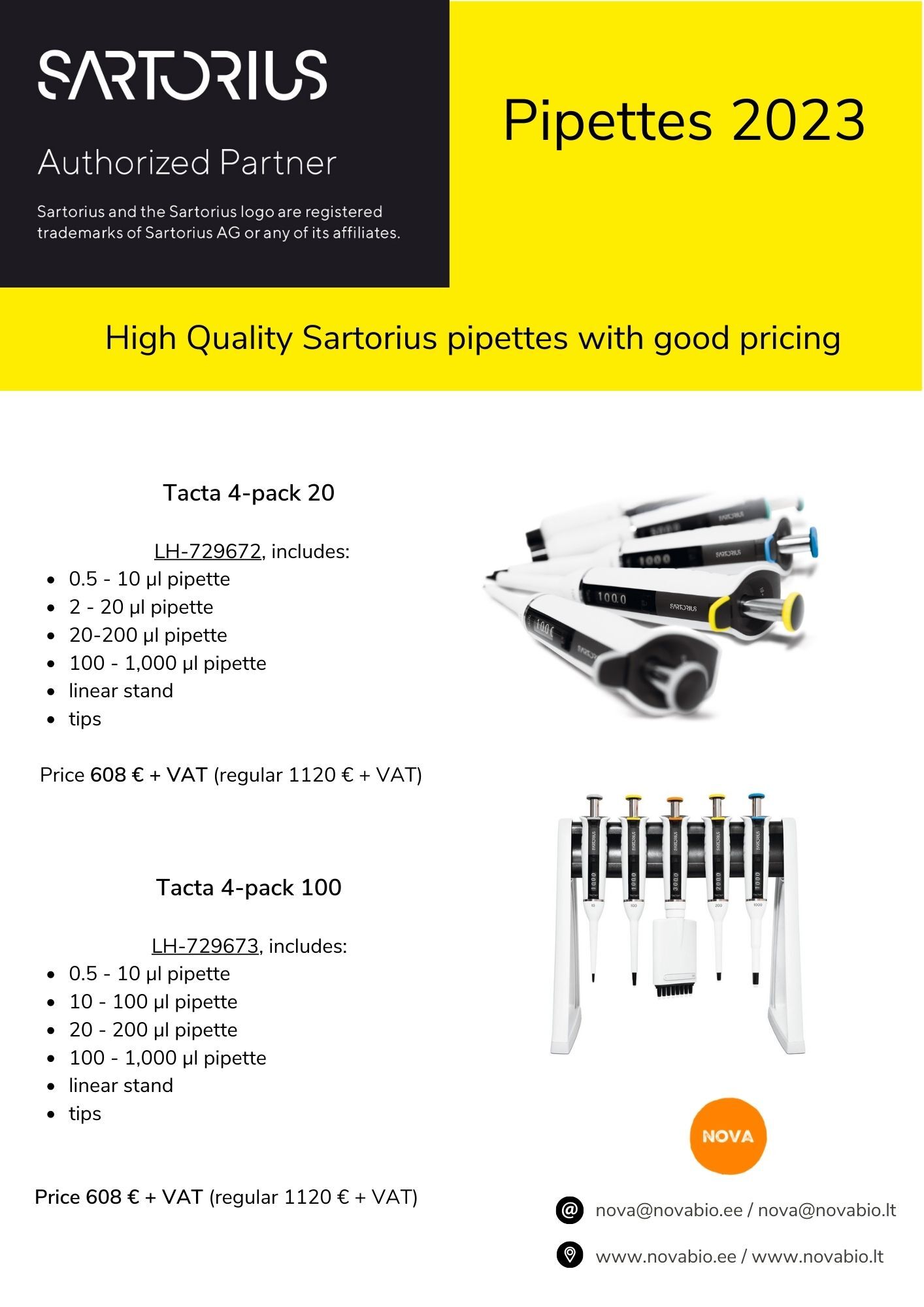 Sartorius pipettes promotion